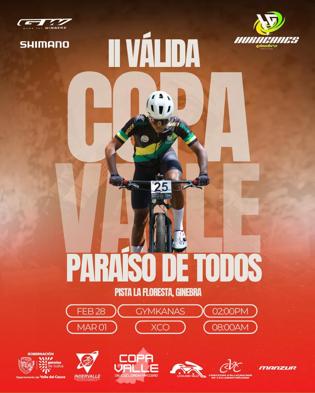 Afiche oficial de la II Válida Copa Valle de Ciclomontañismo en Pista La Floresta, Ginebra
