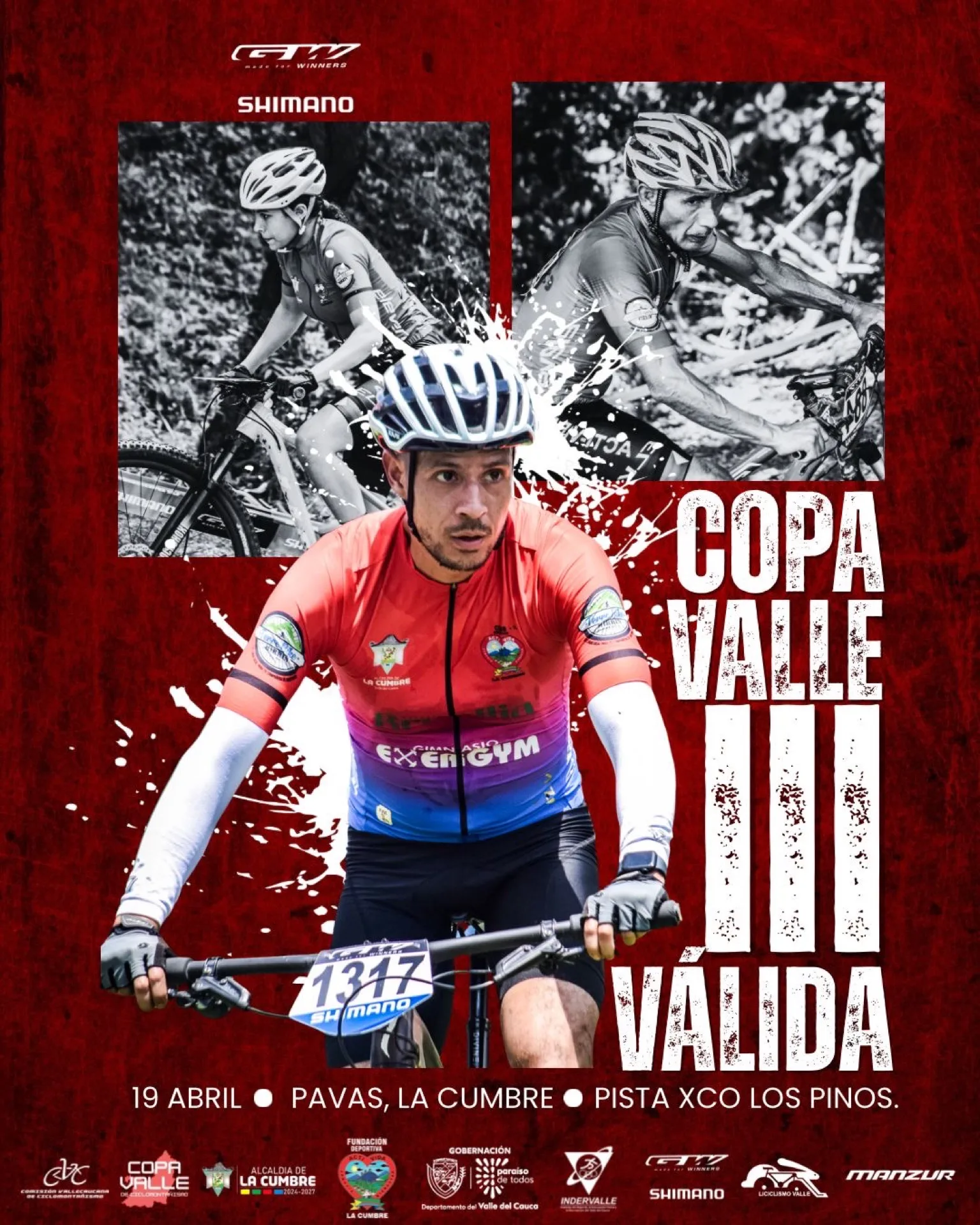Afiche oficial de la III Válida Copa Valle de Ciclomontañismo en la Pista XCO Los Pinos, Pavas, La Cumbre